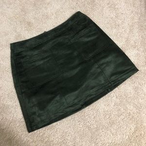 Green suede skirt
